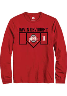 Gavin DeVooght  Ohio State Buckeyes Red Rally NIL Playing Field Long Sleeve T Shirt