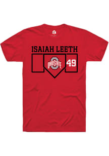 Isaiah Leeth  Ohio State Buckeyes Red Rally NIL Playing Field Short Sleeve T Shirt