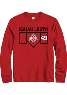 Isaiah Leeth  Ohio State Buckeyes Red Rally NIL Playing Field Long Sleeve T Shirt