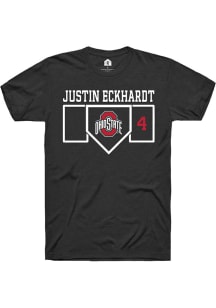 Justin Eckhardt  Ohio State Buckeyes Black Rally NIL Playing Field Short Sleeve T Shirt
