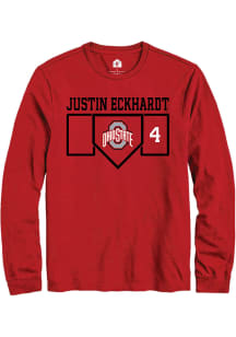 Justin Eckhardt  Ohio State Buckeyes Red Rally NIL Playing Field Long Sleeve T Shirt