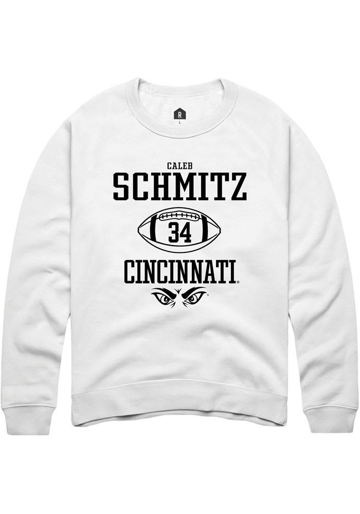 Caleb Schmitz Rally Cincinnati Bearcats Mens White NIL Sport Icon Long Sleeve Crew Sweatshirt
