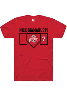 Nick Giamarusti  Ohio State Buckeyes Red Rally NIL Playing Field Short Sleeve T Shirt