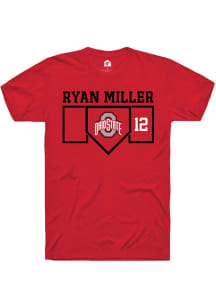 Ryan Miller Red Ohio State Buckeyes NIL Playing Field Short Sleeve T Shirt