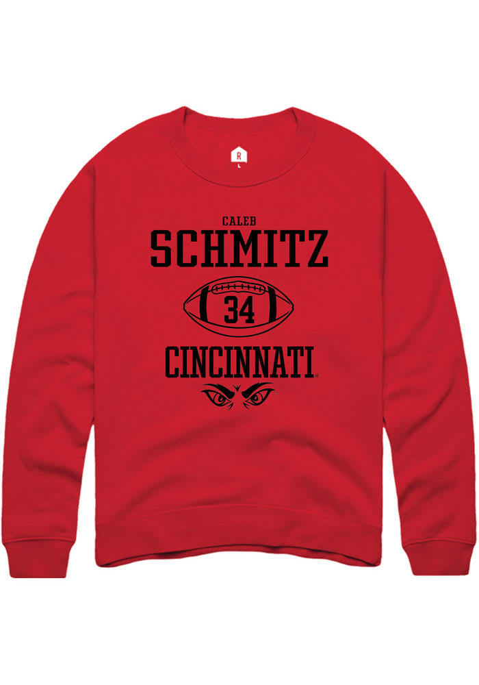 Caleb Schmitz Rally Cincinnati Bearcats Mens Red NIL Sport Icon Long Sleeve Crew Sweatshirt