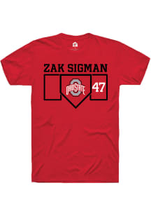 Zak Sigman  Ohio State Buckeyes Red Rally NIL Playing Field Short Sleeve T Shirt