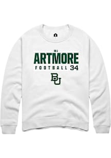 MJ Artmore  Rally Baylor Bears Mens White NIL Stacked Box Long Sleeve Crew Sweatshirt