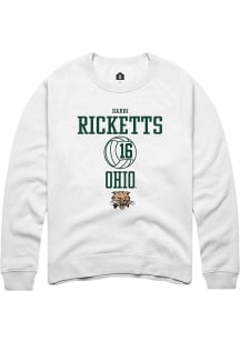 Darbi Ricketts  Rally Ohio Bobcats Mens White NIL Sport Icon Long Sleeve Crew Sweatshirt