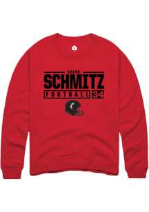 Caleb Schmitz  Rally Cincinnati Bearcats Mens Red NIL Stacked Box Long Sleeve Crew Sweatshirt