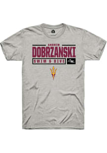 Andrew Dobrzanski  Arizona State Sun Devils Ash Rally NIL Stacked Box Short Sleeve T Shirt