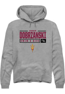 Andrew Dobrzanski  Rally Arizona State Sun Devils Mens Graphite NIL Stacked Box Long Sleeve Hood..