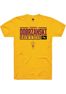 Andrew Dobrzanski  Arizona State Sun Devils Gold Rally NIL Stacked Box Short Sleeve T Shirt