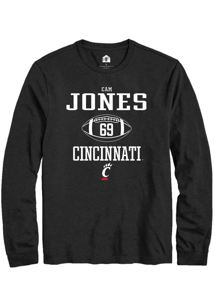 Cam Jones Cincinnati Bearcats Black Rally NIL Sport Icon Long Sleeve T Shirt