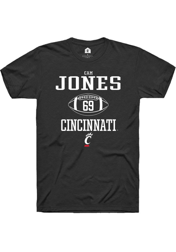 Cam Jones Cincinnati Bearcats Black Rally NIL Sport Icon Short Sleeve T Shirt
