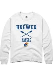 Karlie Brewer  Rally Kansas Jayhawks Mens White NIL Sport Icon Long Sleeve Crew Sweatshirt
