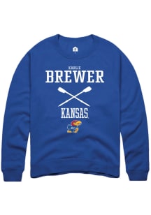 Karlie Brewer  Rally Kansas Jayhawks Mens Blue NIL Sport Icon Long Sleeve Crew Sweatshirt