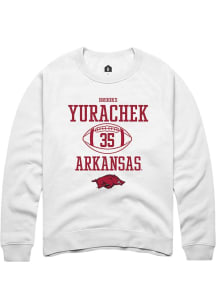 Brooks Yurachek  Rally Arkansas Razorbacks Mens White NIL Sport Icon Long Sleeve Crew Sweatshirt