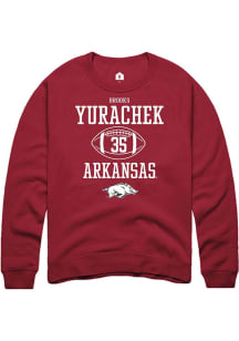 Brooks Yurachek  Rally Arkansas Razorbacks Mens Red NIL Sport Icon Long Sleeve Crew Sweatshirt