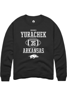 Brooks Yurachek  Rally Arkansas Razorbacks Mens Black NIL Sport Icon Long Sleeve Crew Sweatshirt