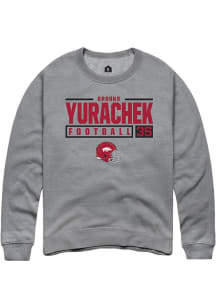 Brooks Yurachek  Rally Arkansas Razorbacks Mens Graphite NIL Stacked Box Long Sleeve Crew Sweats..