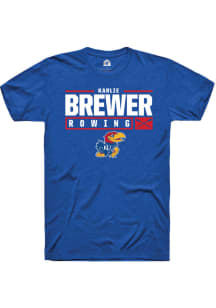 Karlie Brewer  Kansas Jayhawks Blue Rally NIL Stacked Box Short Sleeve T Shirt