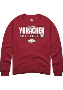 Brooks Yurachek  Rally Arkansas Razorbacks Mens Red NIL Stacked Box Long Sleeve Crew Sweatshirt