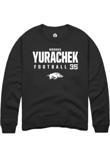 Brooks Yurachek  Rally Arkansas Razorbacks Mens Black NIL Stacked Box Long Sleeve Crew Sweatshir..