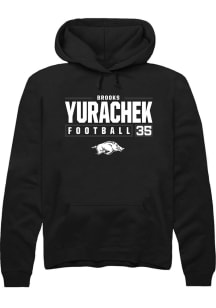 Brooks Yurachek  Rally Arkansas Razorbacks Mens Black NIL Stacked Box Long Sleeve Hoodie