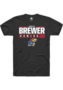 Karlie Brewer  Kansas Jayhawks Black Rally NIL Stacked Box Short Sleeve T Shirt