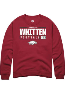 Donovan Whitten  Rally Arkansas Razorbacks Mens Red NIL Stacked Box Long Sleeve Crew Sweatshirt