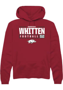 Donovan Whitten  Rally Arkansas Razorbacks Mens Red NIL Stacked Box Long Sleeve Hoodie