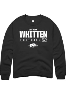 Donovan Whitten  Rally Arkansas Razorbacks Mens Black NIL Stacked Box Long Sleeve Crew Sweatshir..