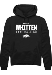 Donovan Whitten  Rally Arkansas Razorbacks Mens Black NIL Stacked Box Long Sleeve Hoodie