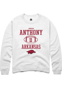 Jordan Anthony  Rally Arkansas Razorbacks Mens White NIL Sport Icon Long Sleeve Crew Sweatshirt