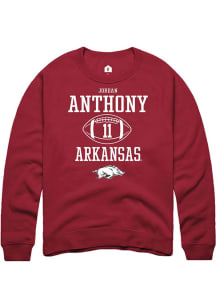 Jordan Anthony  Rally Arkansas Razorbacks Mens Red NIL Sport Icon Long Sleeve Crew Sweatshirt