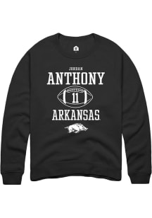 Jordan Anthony  Rally Arkansas Razorbacks Mens Black NIL Sport Icon Long Sleeve Crew Sweatshirt