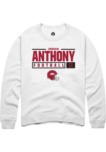 Jordan Anthony  Rally Arkansas Razorbacks Mens White NIL Stacked Box Long Sleeve Crew Sweatshirt