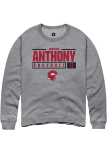 Jordan Anthony  Rally Arkansas Razorbacks Mens Graphite NIL Stacked Box Long Sleeve Crew Sweatsh..