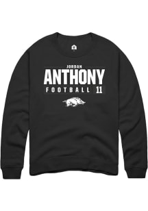 Jordan Anthony  Rally Arkansas Razorbacks Mens Black NIL Stacked Box Long Sleeve Crew Sweatshirt