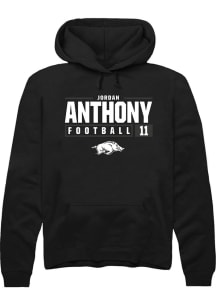 Jordan Anthony  Rally Arkansas Razorbacks Mens Black NIL Stacked Box Long Sleeve Hoodie