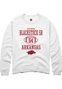 Keyshawn Blackstock Sr  Rally Arkansas Razorbacks Mens White NIL Sport Icon Long Sleeve Crew Swe..