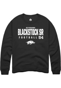 Keyshawn Blackstock Sr  Rally Arkansas Razorbacks Mens Black NIL Stacked Box Long Sleeve Crew Sw..