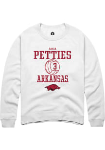 Sania Petties  Rally Arkansas Razorbacks Mens White NIL Sport Icon Long Sleeve Crew Sweatshirt