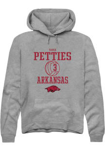 Sania Petties  Rally Arkansas Razorbacks Mens Graphite NIL Sport Icon Long Sleeve Hoodie