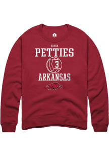 Sania Petties  Rally Arkansas Razorbacks Mens Red NIL Sport Icon Long Sleeve Crew Sweatshirt