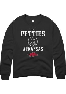 Sania Petties  Rally Arkansas Razorbacks Mens Black NIL Sport Icon Long Sleeve Crew Sweatshirt