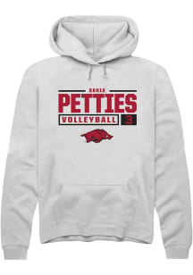 Sania Petties  Rally Arkansas Razorbacks Mens White NIL Stacked Box Long Sleeve Hoodie