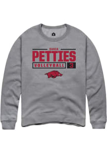 Sania Petties  Rally Arkansas Razorbacks Mens Graphite NIL Stacked Box Long Sleeve Crew Sweatshi..