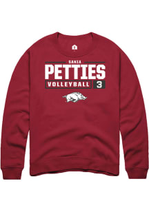 Sania Petties  Rally Arkansas Razorbacks Mens Red NIL Stacked Box Long Sleeve Crew Sweatshirt