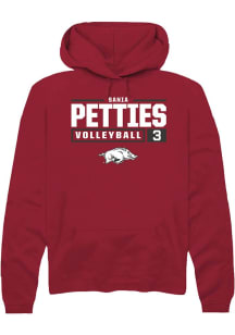 Sania Petties  Rally Arkansas Razorbacks Mens Red NIL Stacked Box Long Sleeve Hoodie